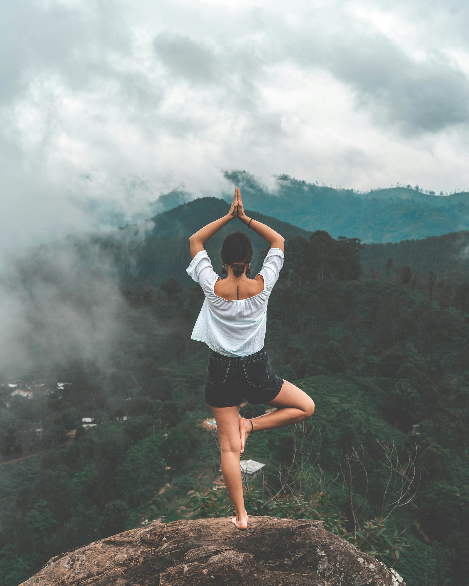 Yoga practitioner in morning light