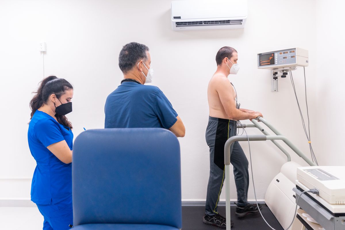 A cardiologist assessing a patient's heart health during a consultation