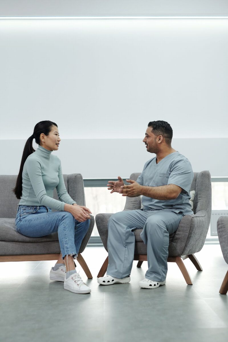 A young woman at a well-woman consultation